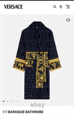 100% Authentic Versace Baroque Bath Robe Blue Size XL BNWT RRP £370