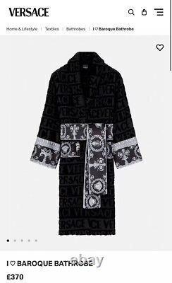 100% Authentic Versace Baroque Bathrobe Black/Silver Size Large BNWT RRP £370