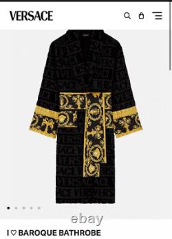 100% Authentic Versace Baroque Bathrobe Black Size Small BNWT RRP £370