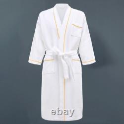 100%Cotton Absorbent Terry Bath Robe Kimono Waffle Towel Bathrobe Sleepwear Gown