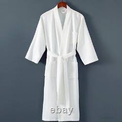 100%Cotton Absorbent Terry Bath Robe Kimono Waffle Towel Bathrobe Sleepwear Gown