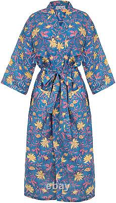 100% Cotton Dressing Gowns for Women & Men, Lightweight Summer Kimono Bathrobes