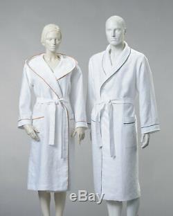 100% Linen bathrobe, Natural linen WHITE bathrobe, Linen SPA robe