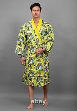 10 PC Lot Printed Kimono Men Dressing Gowns Indian Cotton Nightwear Bath Robes