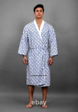 10 PC Lot Printed Kimono Men Dressing Gowns Indian Cotton Nightwear Bath Robes