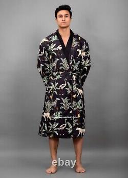 10 PC Lot Printed Kimono Men Dressing Gowns Indian Cotton Nightwear Bath Robes