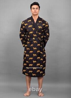 10 PC Lot Printed Kimono Men Dressing Gowns Indian Cotton Nightwear Bath Robes