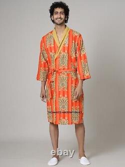 10 PC Lot Printed Kimono Men Dressing Gowns Indian Cotton Nightwear Bath Robes