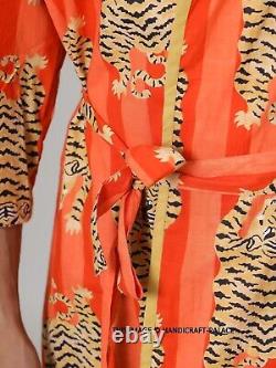 10 PC Men Casual Dressing Gown Cotton Printed Bathrobe Pool Wear Soft Kimono