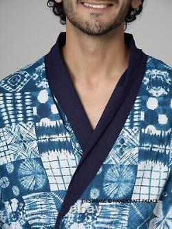 10 PC Men Casual Dressing Gown Cotton Printed Bathrobe Pool Wear Soft Kimono