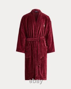 $115 MSRP Polo Ralph Lauren Men's Terry Velour Bath Robe Classic Wine Sz S/M NWT