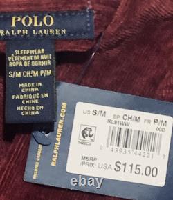 $115 MSRP Polo Ralph Lauren Men's Terry Velour Bath Robe Classic Wine Sz S/M NWT