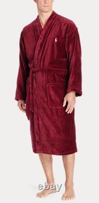 $115 MSRP Polo Ralph Lauren Men's Terry Velour Bath Robe Classic Wine Sz S/M NWT
