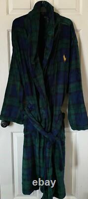$115 NWT Mens Polo Ralph Lauren Shawl Collar Plush Robe Wrap Blackwatch Plaid