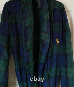 $115 NWT Mens Polo Ralph Lauren Shawl Collar Plush Robe Wrap Blackwatch Plaid