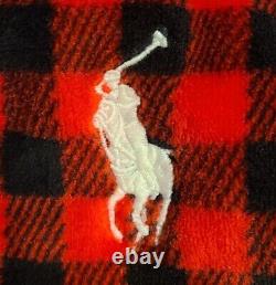 $115 POLO RALPH LAUREN Men's LARGE / XL Red & Black Plush Buffalo Plaid Bathrobe