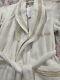 $1195 Pratesi Italy NWT Bath Robe S 3 Line Embroidery Beige Cotton