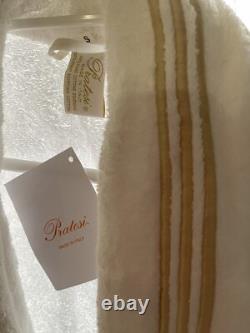 $1195 Pratesi Italy NWT Bath Robe S 3 Line Embroidery Beige Cotton