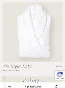 $1195 Pratesi Italy NWT Bath Robe S 3 Line Embroidery Beige Cotton