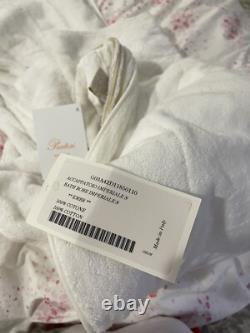 $1195 Pratesi Italy NWT Bath Robe S 3 Line Embroidery Beige Cotton