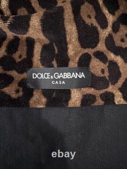 $1775 Dolce & Gabbana Casa Leopard Cotton Terry Bath Robe Jacket Small