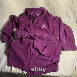 1941 MENS Military HOSPITAL Long PURPLE CORDUROY Bathrobe with REPAIRS DISTRESSING