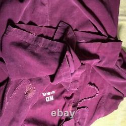 1941 MENS Military HOSPITAL Long PURPLE CORDUROY Bathrobe with REPAIRS DISTRESSING