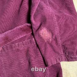 1941 MENS Military HOSPITAL Long PURPLE CORDUROY Bathrobe with REPAIRS DISTRESSING