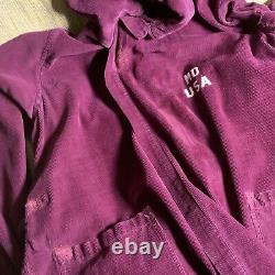 1941 MENS Military HOSPITAL Long PURPLE CORDUROY Bathrobe with REPAIRS DISTRESSING