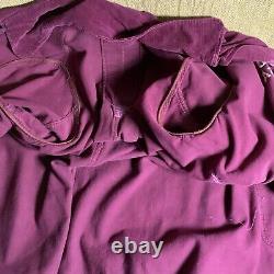 1941 MENS Military HOSPITAL Long PURPLE CORDUROY Bathrobe with REPAIRS DISTRESSING