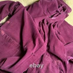 1941 MENS Military HOSPITAL Long PURPLE CORDUROY Bathrobe with REPAIRS DISTRESSING
