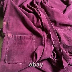 1941 MENS Military HOSPITAL Long PURPLE CORDUROY Bathrobe with REPAIRS DISTRESSING