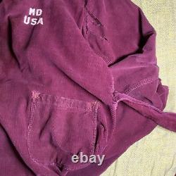 1941 MENS Military HOSPITAL Long PURPLE CORDUROY Bathrobe with REPAIRS DISTRESSING