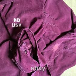 1941 MENS Military HOSPITAL Long PURPLE CORDUROY Bathrobe with REPAIRS DISTRESSING