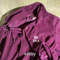 1941 MENS Military HOSPITAL Long PURPLE CORDUROY Bathrobe with REPAIRS DISTRESSING