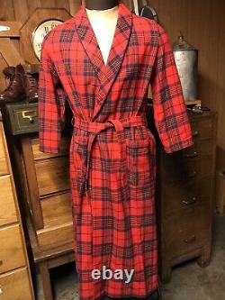 1960s Pendleton Mens Wool Bathrobe Housecoat Smoking Jacket Sz M Plaid Made USA