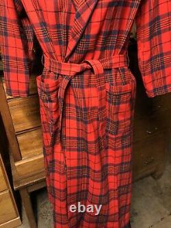 1960s Pendleton Mens Wool Bathrobe Housecoat Smoking Jacket Sz M Plaid Made USA