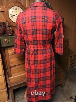 1960s Pendleton Mens Wool Bathrobe Housecoat Smoking Jacket Sz M Plaid Made USA