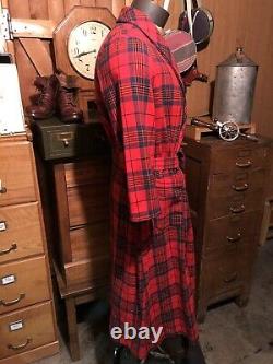 1960s Pendleton Mens Wool Bathrobe Housecoat Smoking Jacket Sz M Plaid Made USA