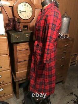 1960s Pendleton Mens Wool Bathrobe Housecoat Smoking Jacket Sz M Plaid Made USA