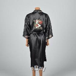 1990s Mens Black Reversible Robe Loungewear Lounge Wear Sleepwear Bathrobe VTG