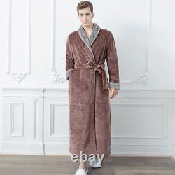 2020 top hot Men's plus size extra long warm flannel fur bathrobe winter pajamas
