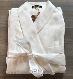 2,000$ Loro Piana White Linen Bathrobe Size Large Made in Italy