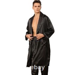 2x Men Kimono Bathrobe Faux Silk Satin Pajamas with Pants Sleepwear Gown Classic