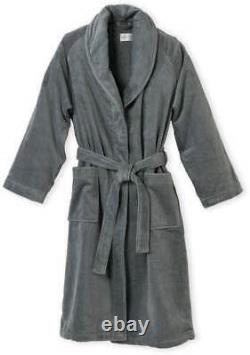 $300 NEW Frette Velour Terry BATH Robe Shawl Collar Grey Gray S M L XL