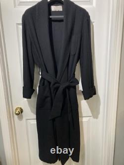 $3999 Daniel Hanson Angora Cashmere Wool Blend Black Robe Dressing Gown M