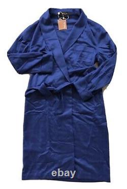 3,650 Loro Piana Navy Blue 100% Cashmere Bathrobe Size Large Made in Italy