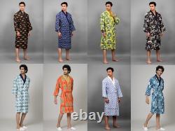 5 PC Lot Mens Cotton Printed Robe Lightweight Summer cotton Bathrobe Indian