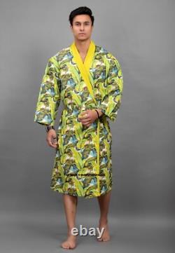 5 PC Lot Mens Cotton Printed Robe Lightweight Summer cotton Bathrobe Indian