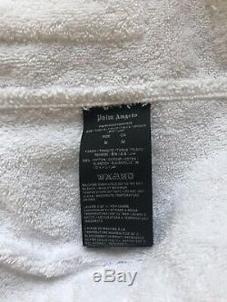 $620 Palm Angels White And Black Embroidered Bath Robe Medium